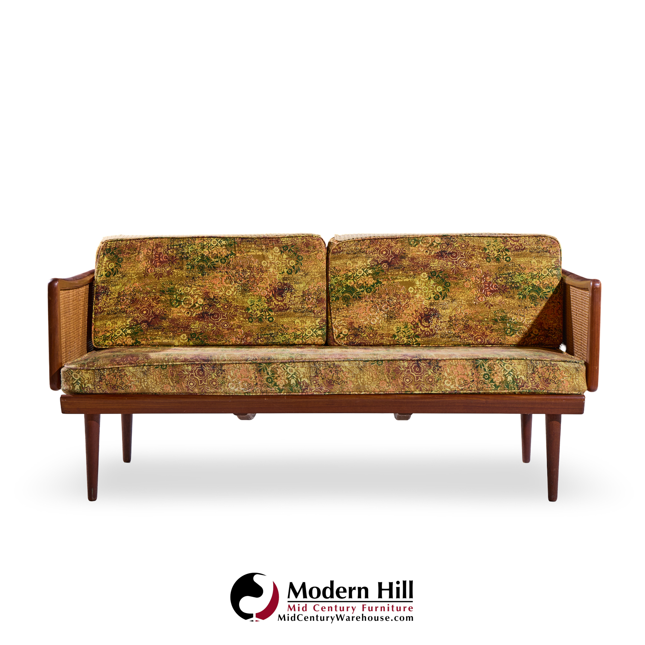 Peter Hvidt and Orla Mølgaard Nielsen Mid Century Teak and Cane Daybed