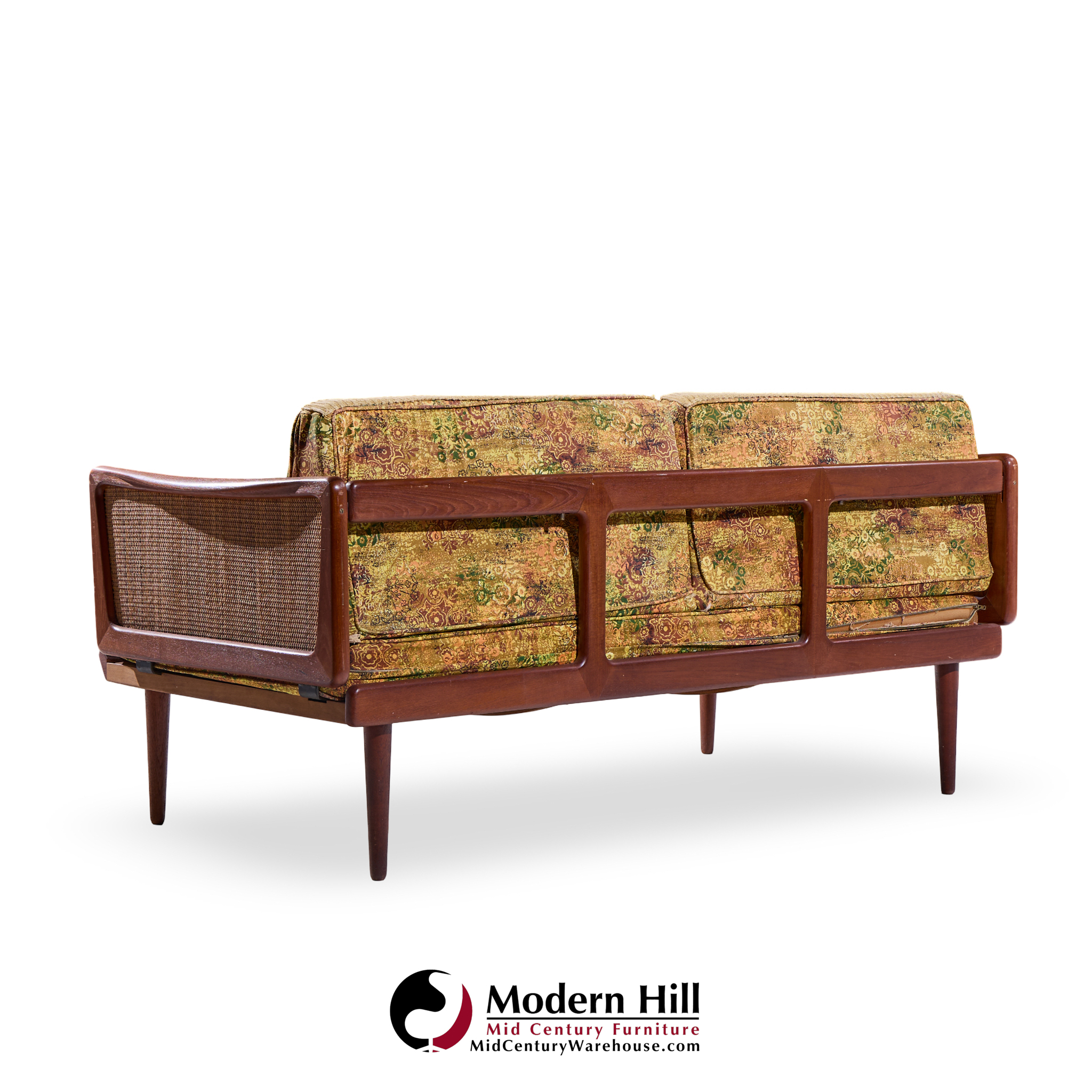 Peter Hvidt and Orla Mølgaard Nielsen Mid Century Teak and Cane Daybed