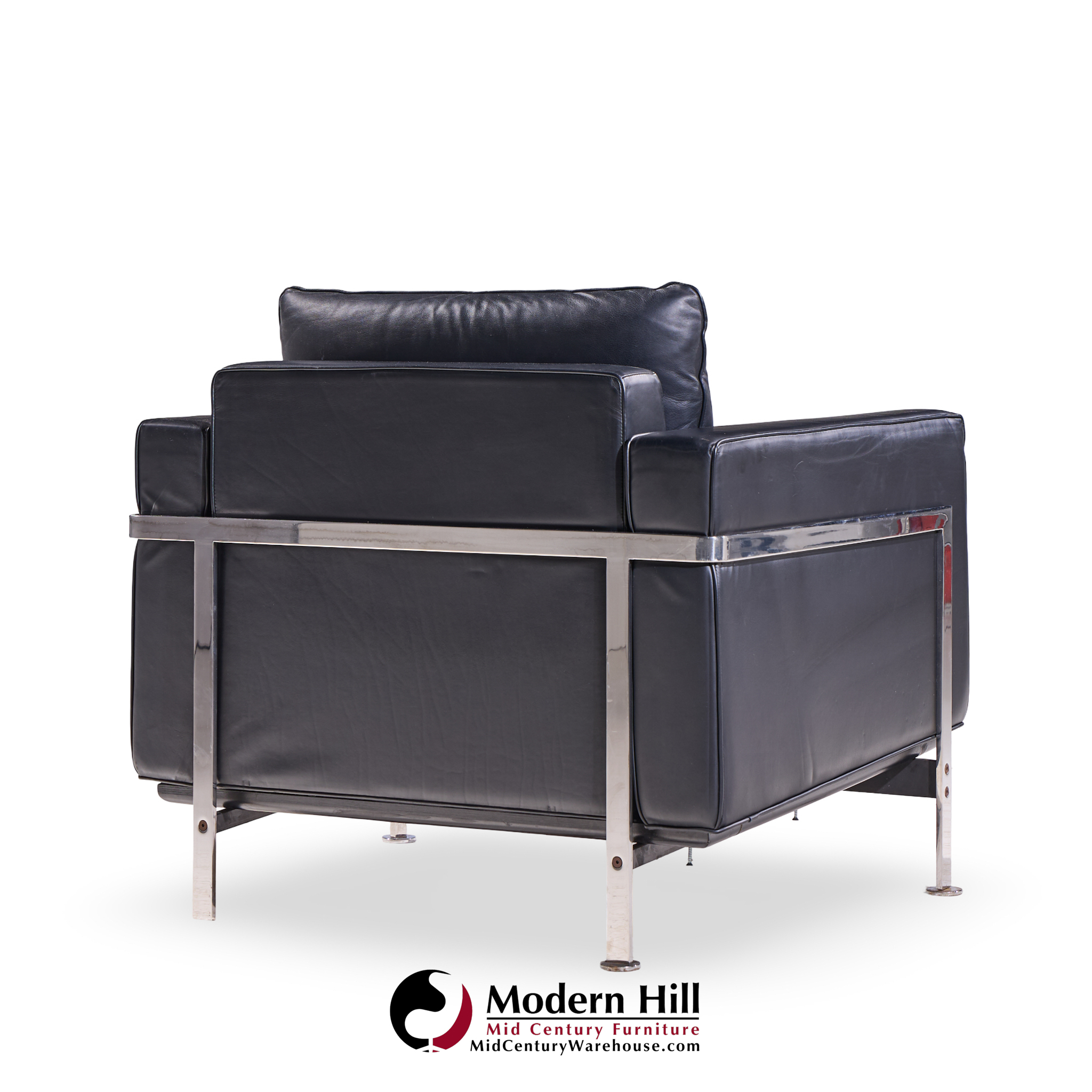 Robert Haussmann for De Sede Mid Century Black Leather Chairs - Pair