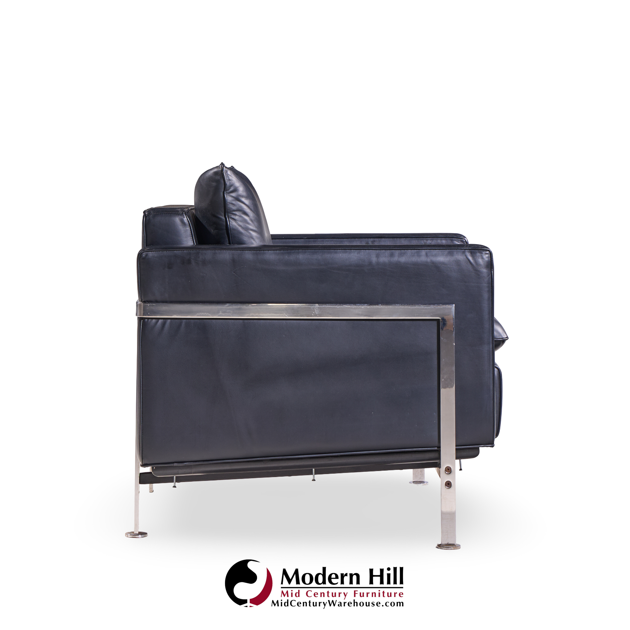 Robert Haussmann for De Sede Mid Century Black Leather Chairs - Pair