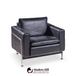 Robert Haussmann for De Sede Mid Century Black Leather Chairs - Pair