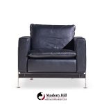 Robert Haussmann for De Sede Mid Century Black Leather Chairs - Pair