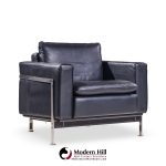 Robert Haussmann for De Sede Mid Century Black Leather Chairs - Pair