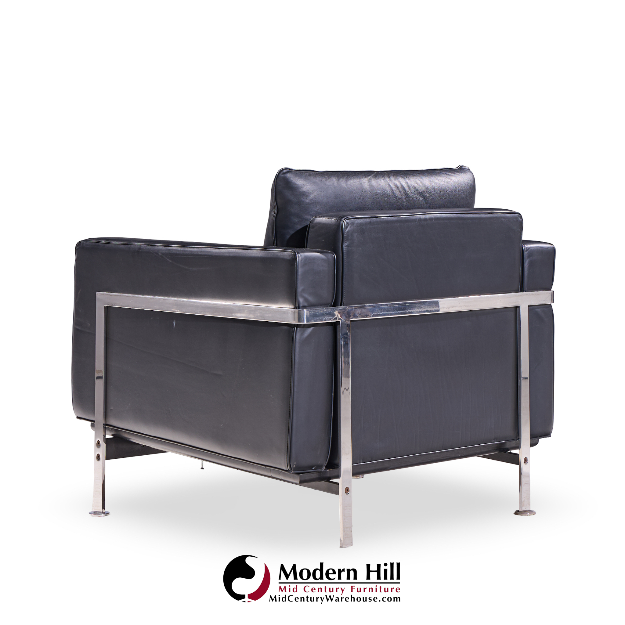 Robert Haussmann for De Sede Mid Century Black Leather Chairs - Pair