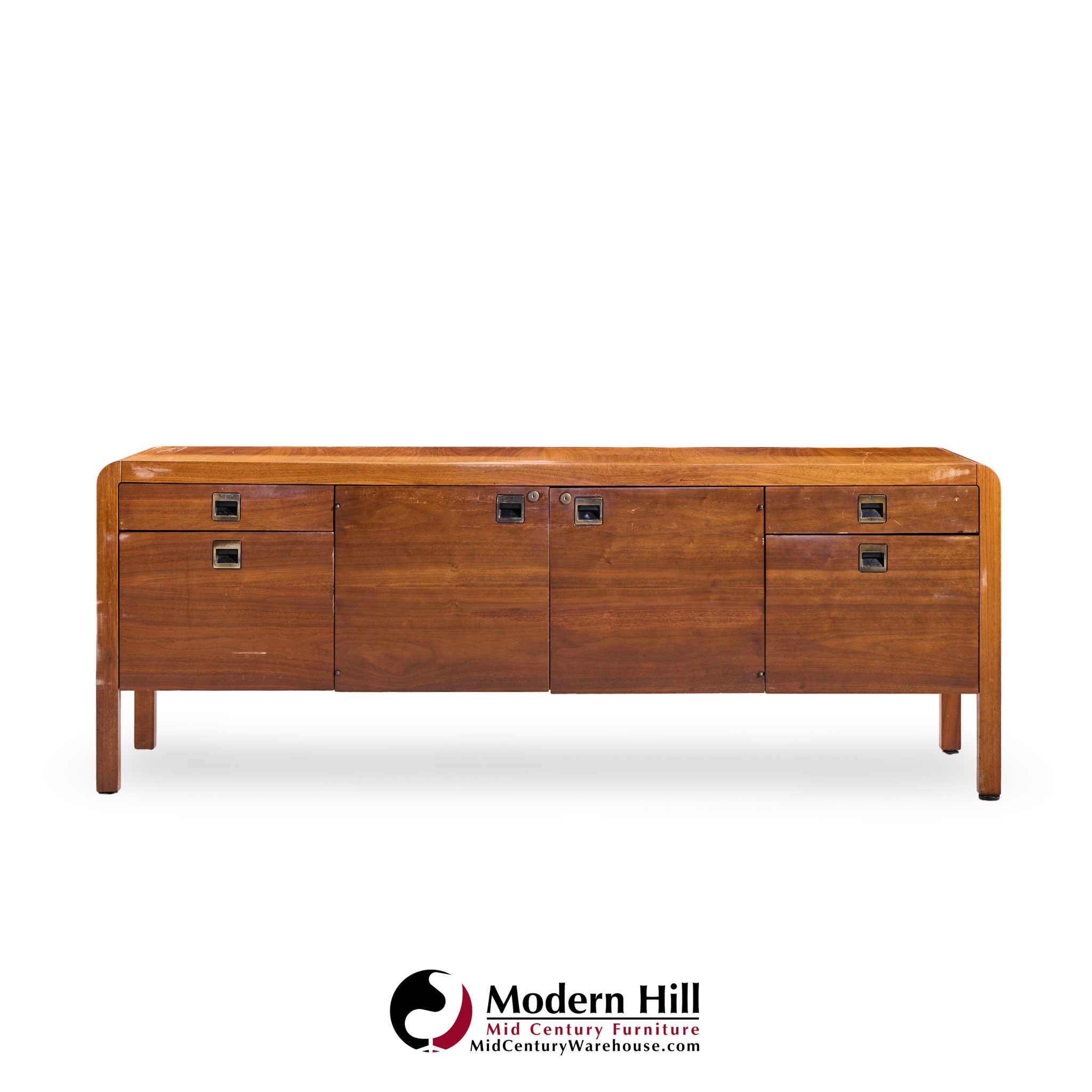 Roger Sprunger for Dunbar Style Mid Century Walnut Waterfall Credenza