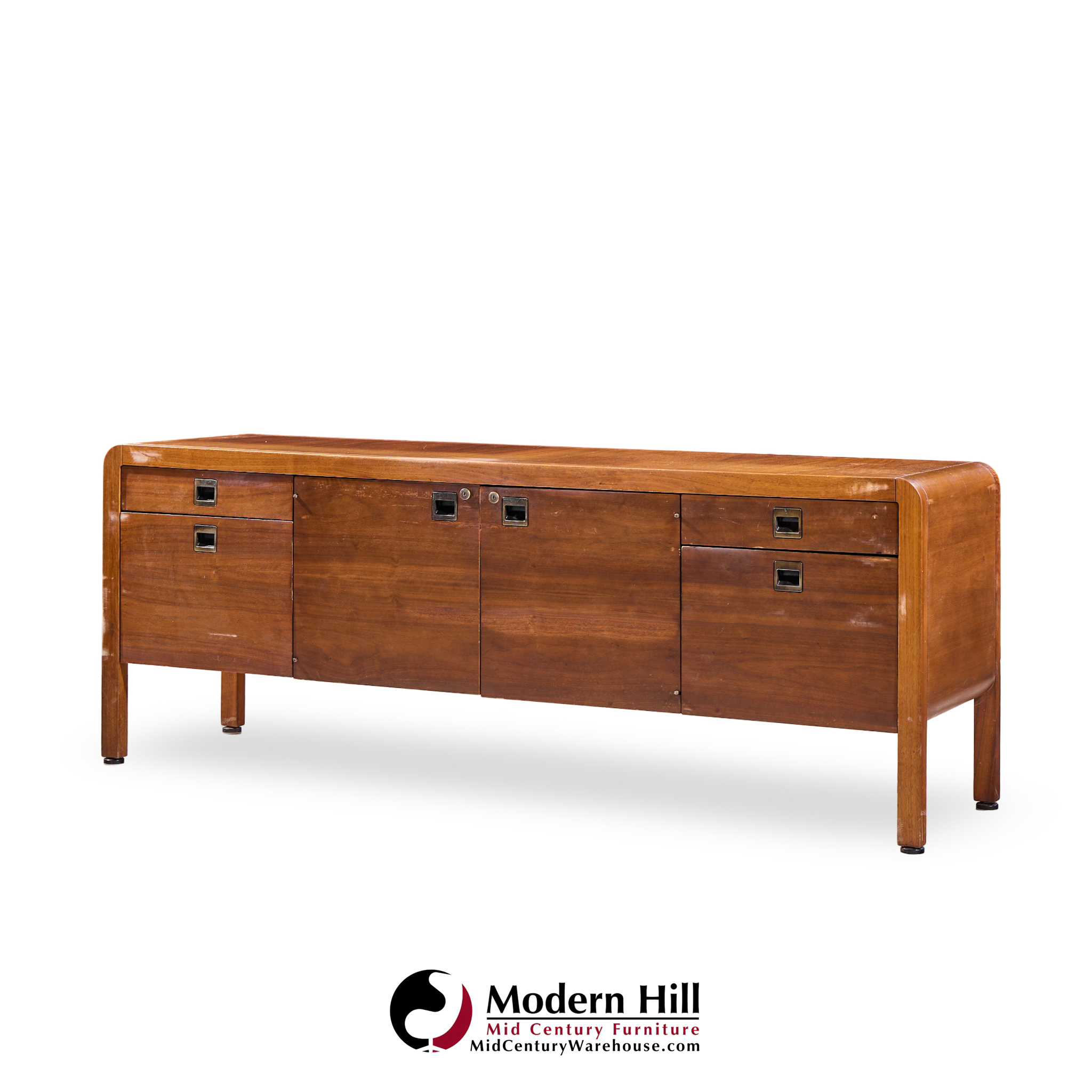 Roger Sprunger for Dunbar Style Mid Century Walnut Waterfall Credenza