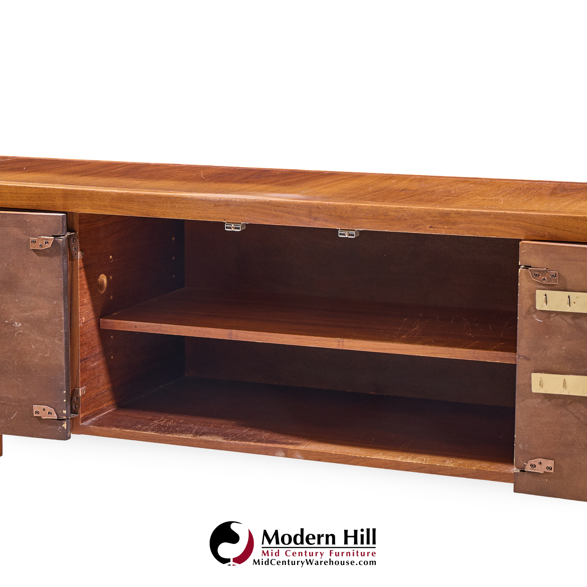 Roger Sprunger for Dunbar Style Mid Century Walnut Waterfall Credenza