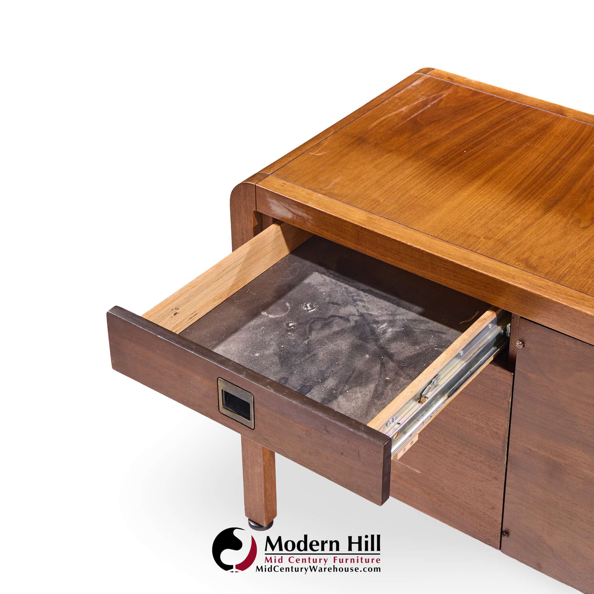 Roger Sprunger for Dunbar Style Mid Century Walnut Waterfall Credenza