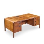Roger Sprunger for Dunbar Style Mid Century Walnut Waterfall Executive Desk