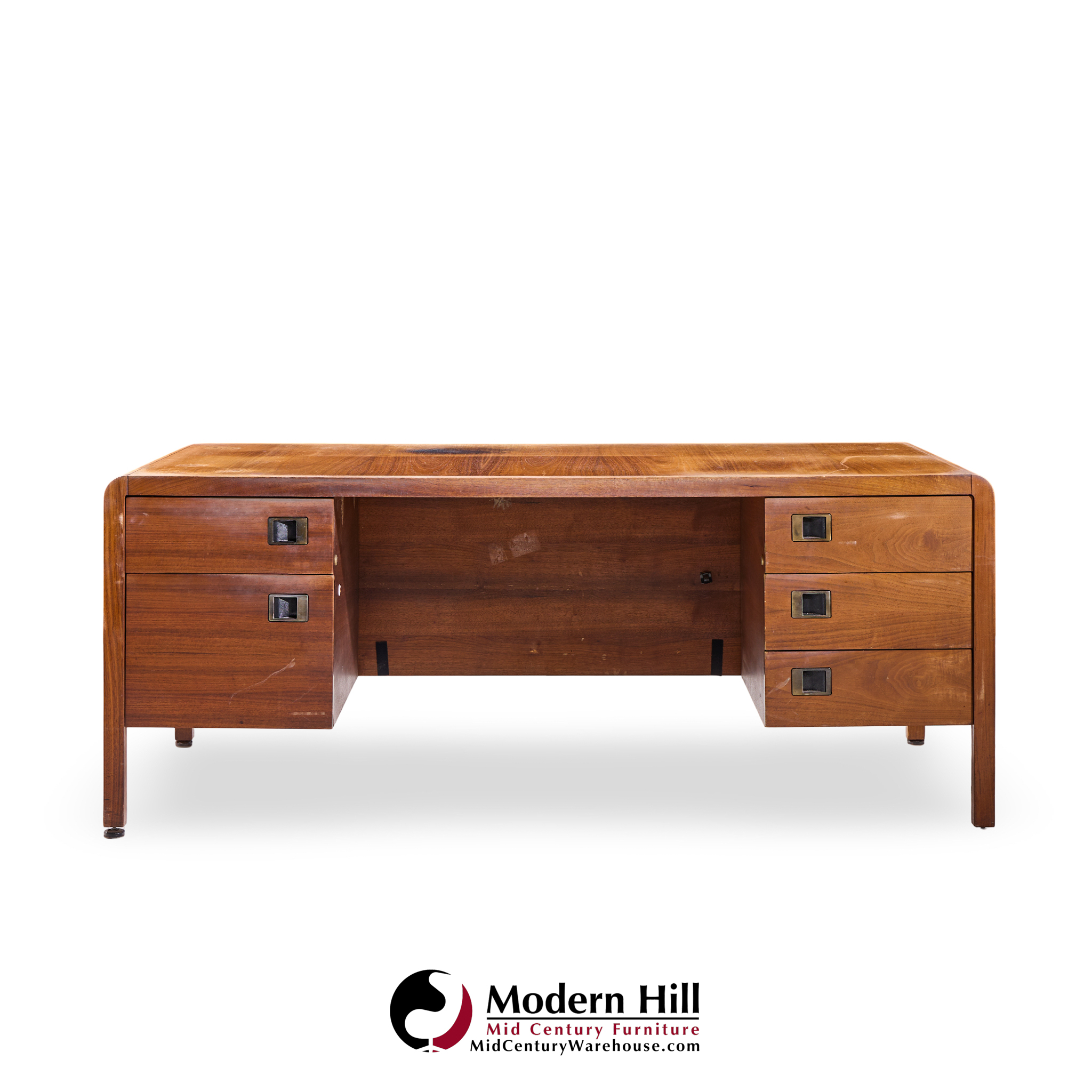 Roger Sprunger for Dunbar Style Walnut Waterfall Executive Desk