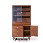 Stanley Mid Century Walnut Credenza and Hutch