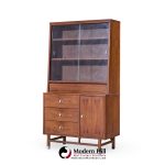 Stanley Mid Century Walnut Credenza and Hutch