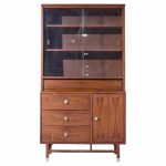 Stanley Mid Century Walnut Credenza and Hutch