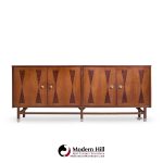 Stanley Mid Century Walnut Harlequin Credenza