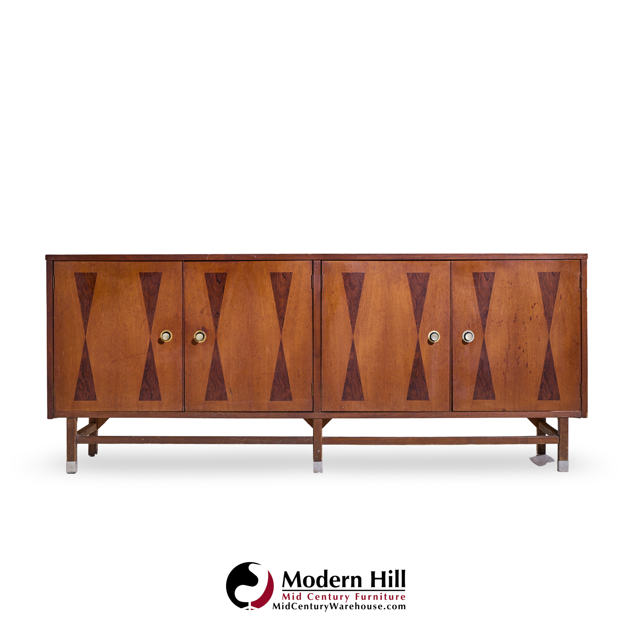 Stanley Mid Century Walnut Harlequin Credenza