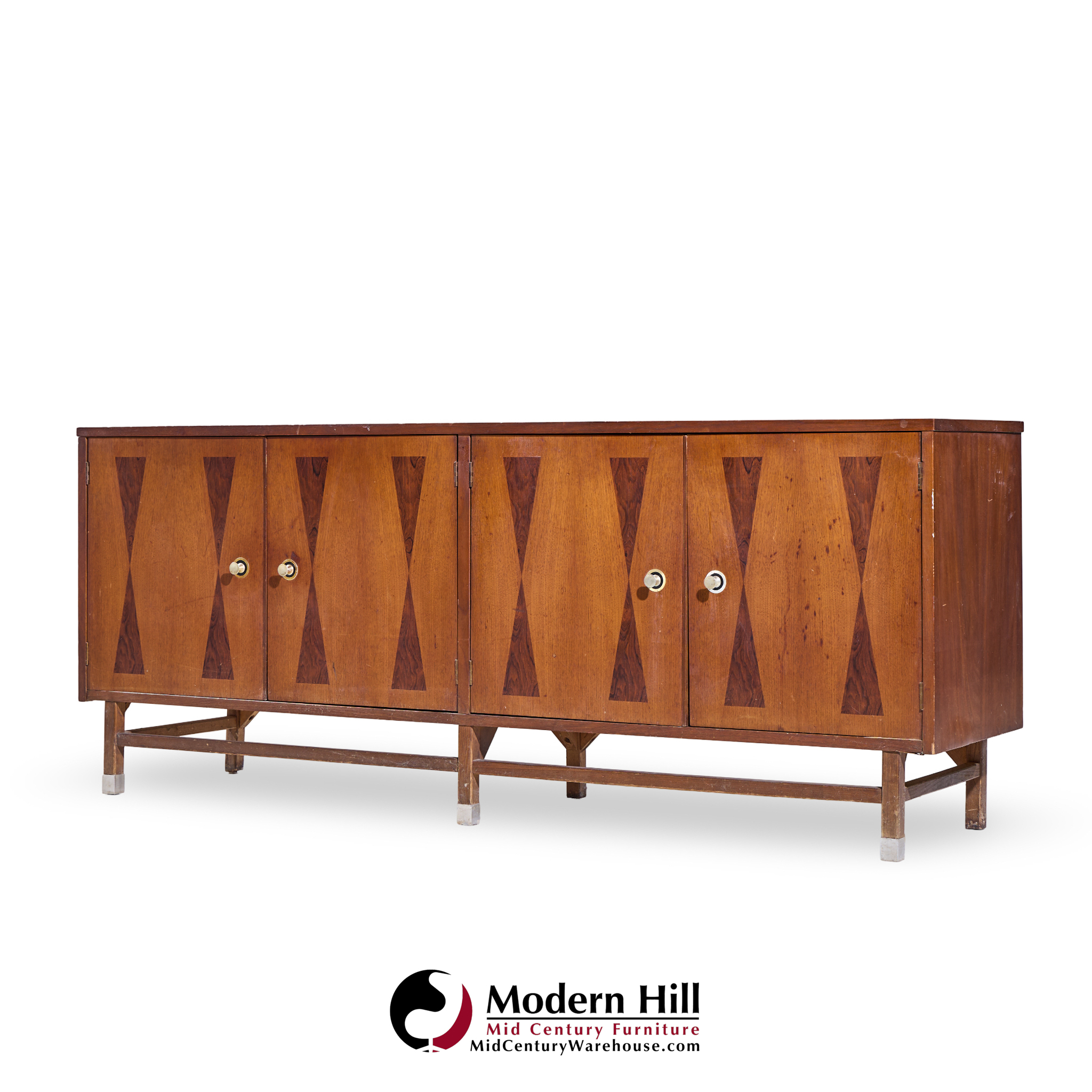 Stanley Mid Century Walnut Harlequin Credenza