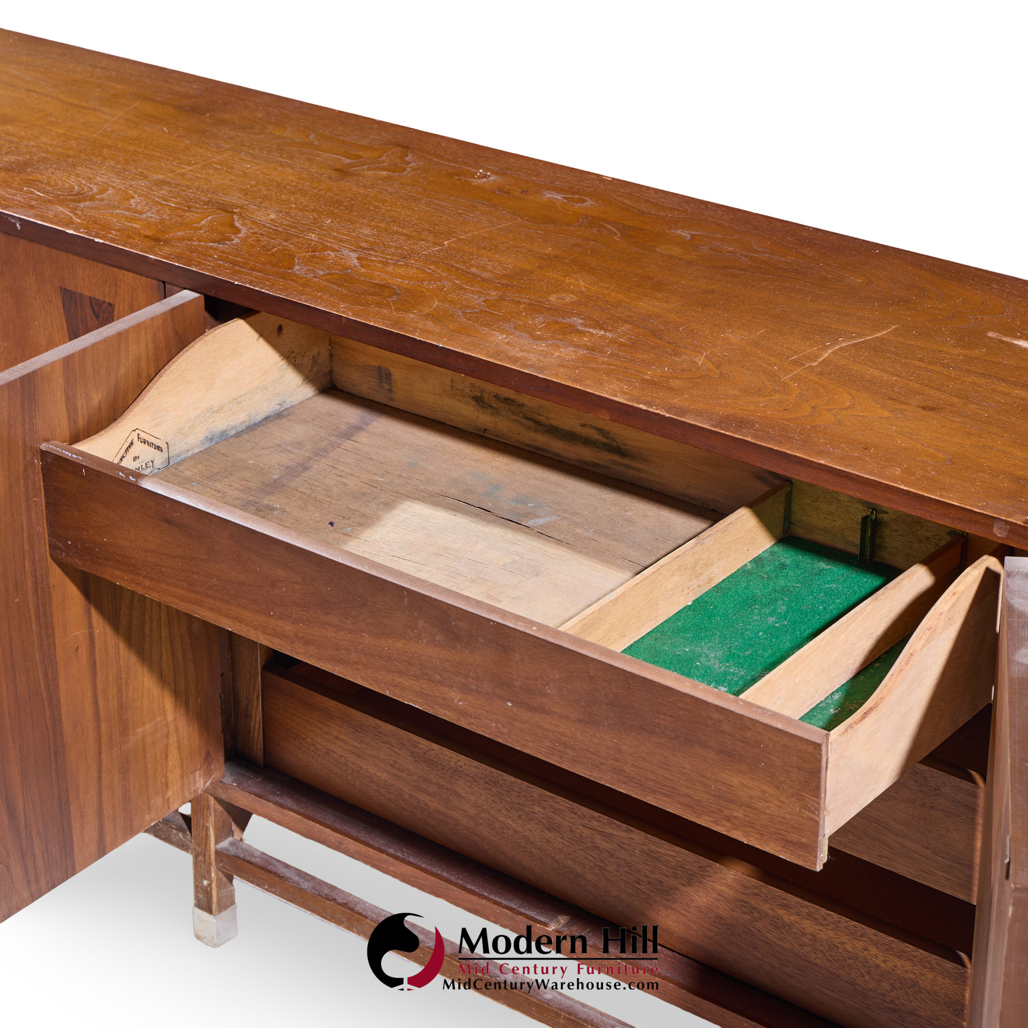 Stanley Mid Century Walnut Harlequin Credenza