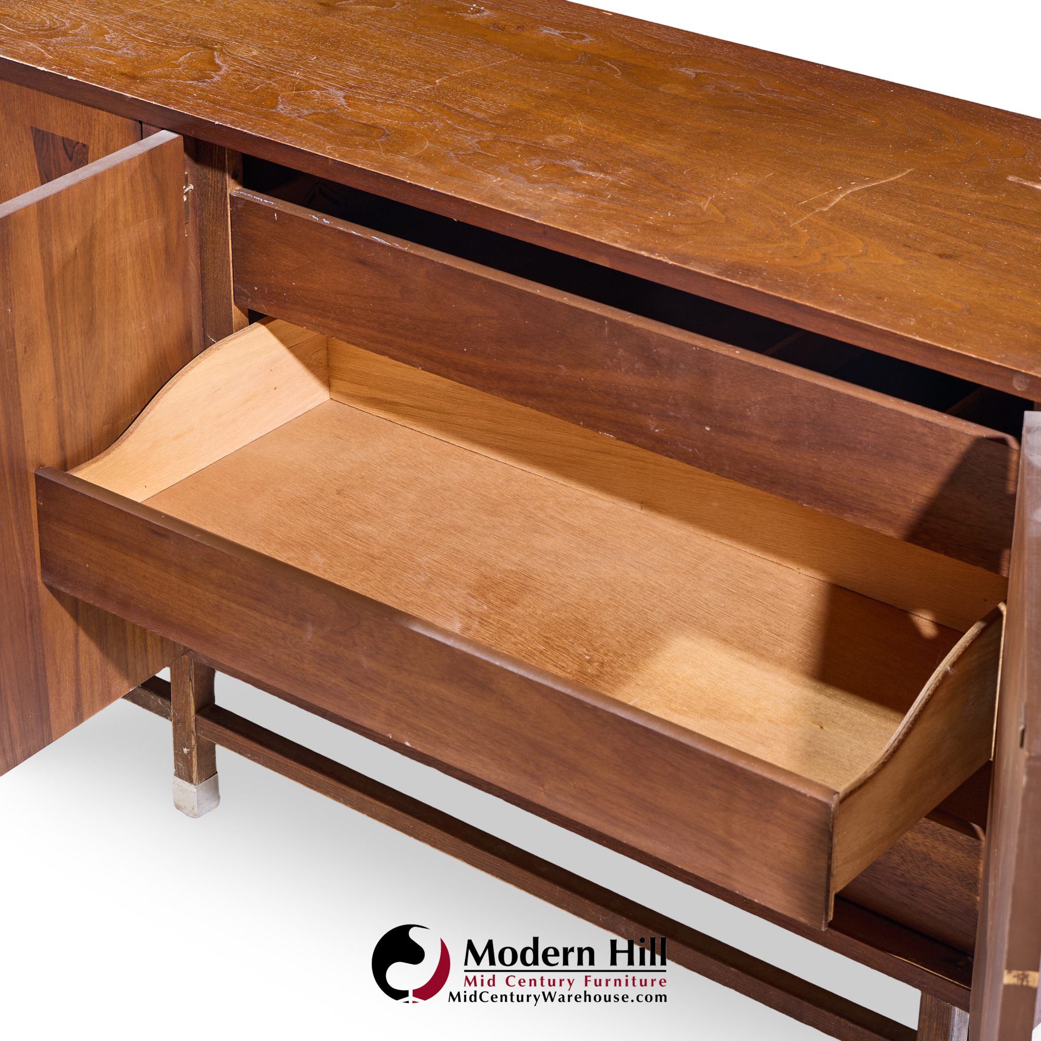 Stanley Mid Century Walnut Harlequin Credenza