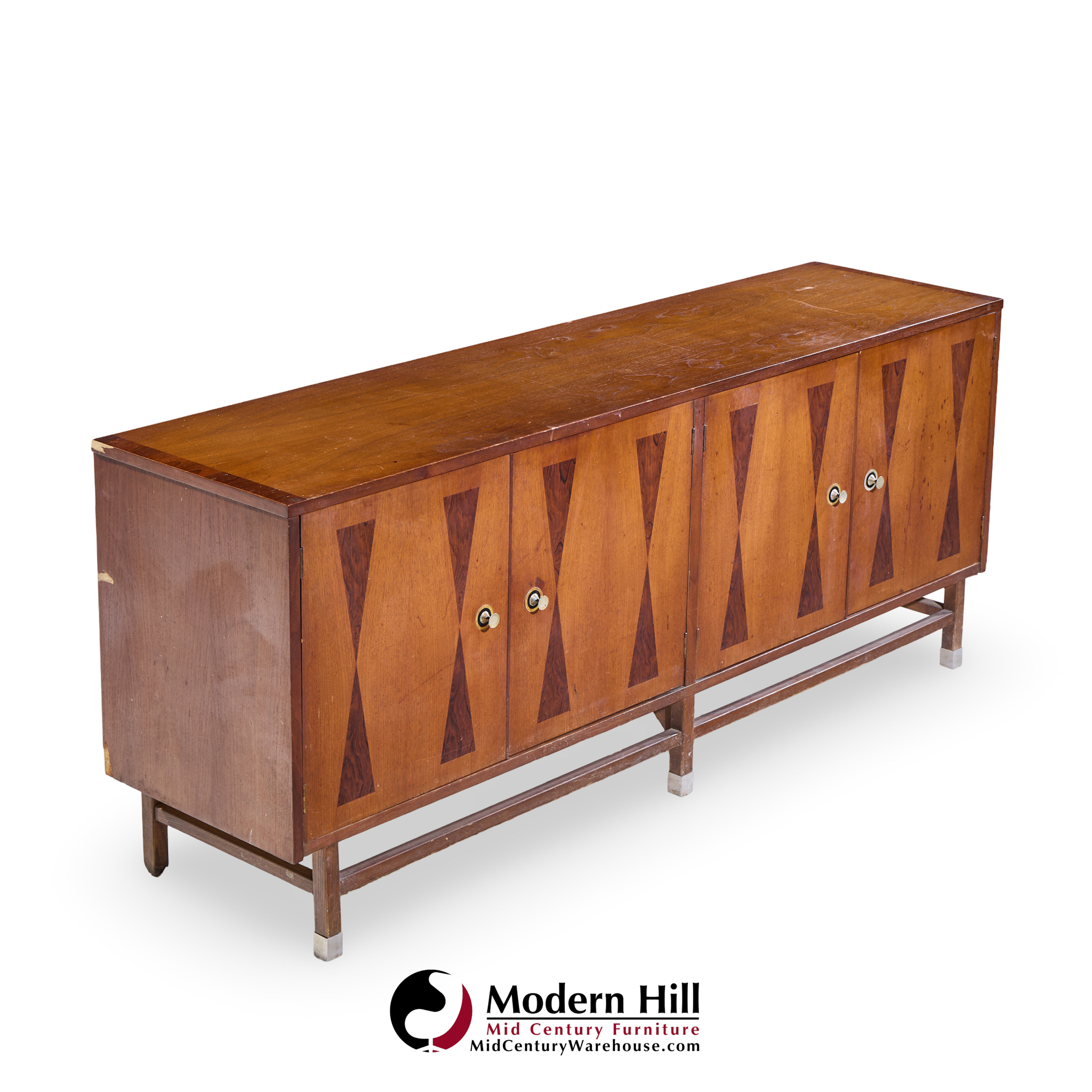 Stanley Mid Century Walnut Harlequin Credenza