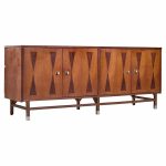 Stanley Mid Century Walnut Harlequin Credenza