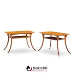 T.h. Robsjohn Gibbings for Widdicomb Mid Century Bleached Mahogany Sabre Side End Tables - Pair