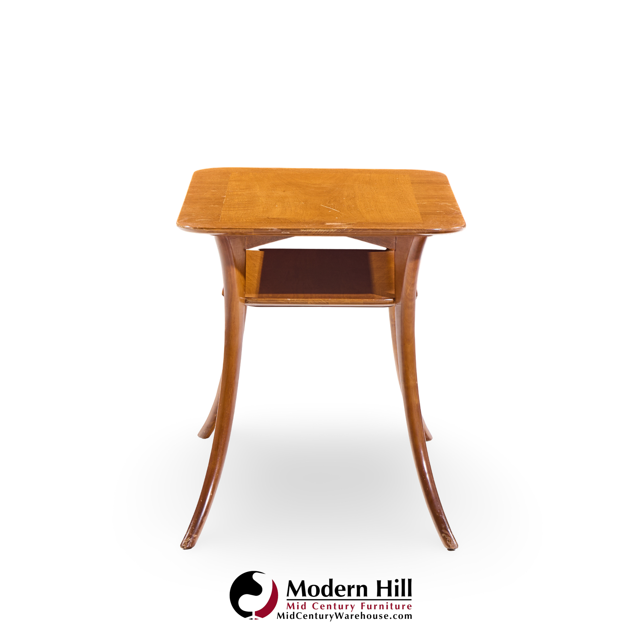 T.h. Robsjohn Gibbings for Widdicomb Mid Century Bleached Mahogany Sabre Side End Tables - Pair