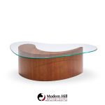 Vladimir Kagan Mid Century Apostrophe Comma Walnut and Glass Coffee Table