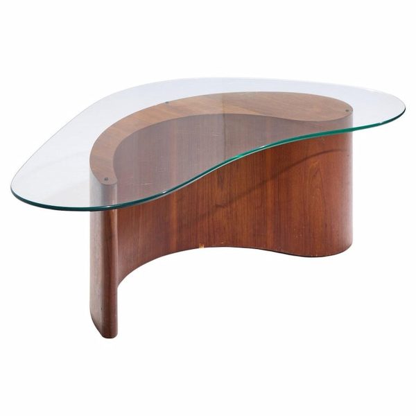 Vladimir Kagan Mid Century Apostrophe Comma Walnut and Glass Coffee Table