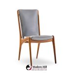 Vladimir Kagan Models Vk101 and Vk102 Mid Century Sculpted Walnut and Leather Sling Dining Chairs - Set of 12