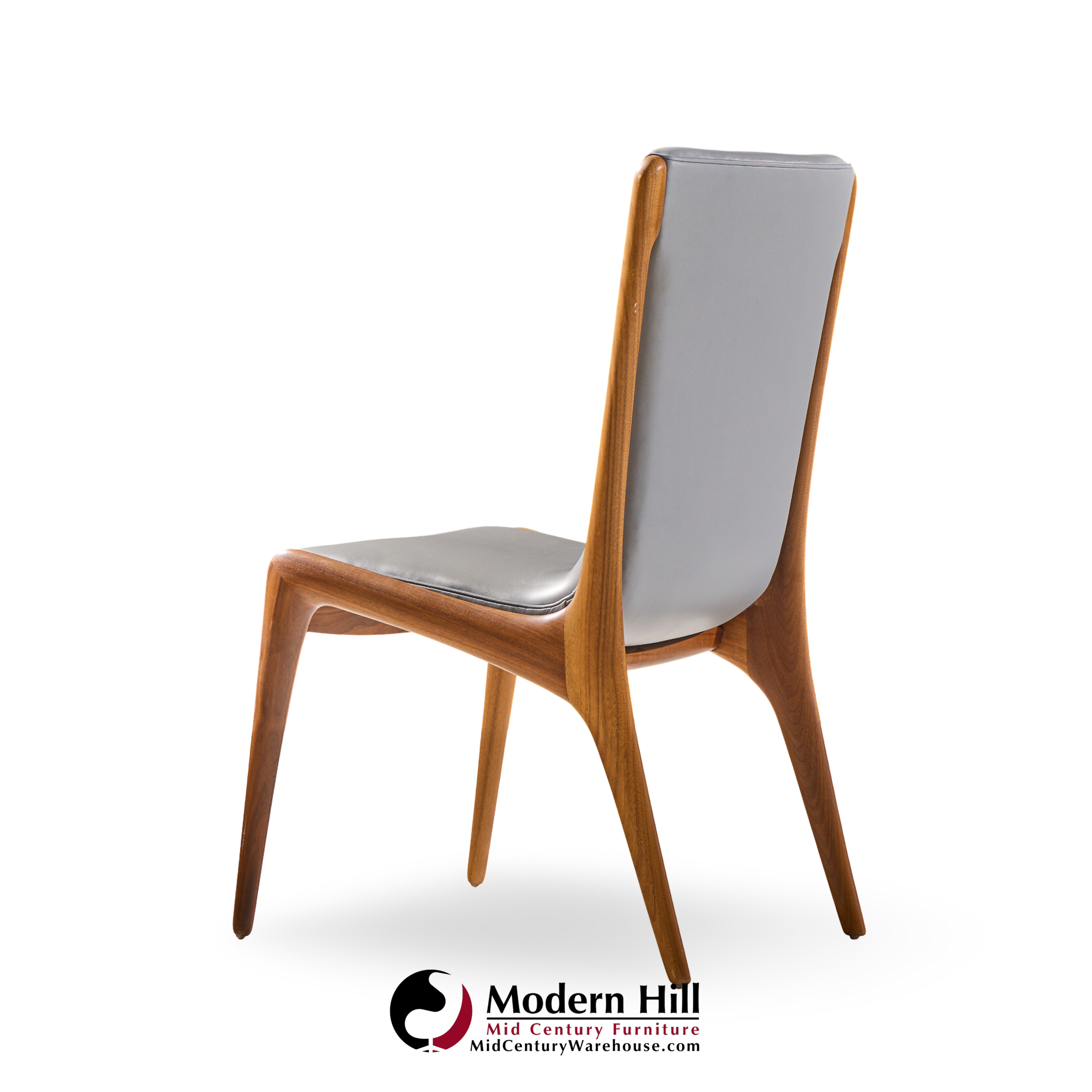 Vladimir Kagan Models Vk101 and Vk102 Mid Century Sculpted Walnut and Leather Sling Dining Chairs - Set of 12