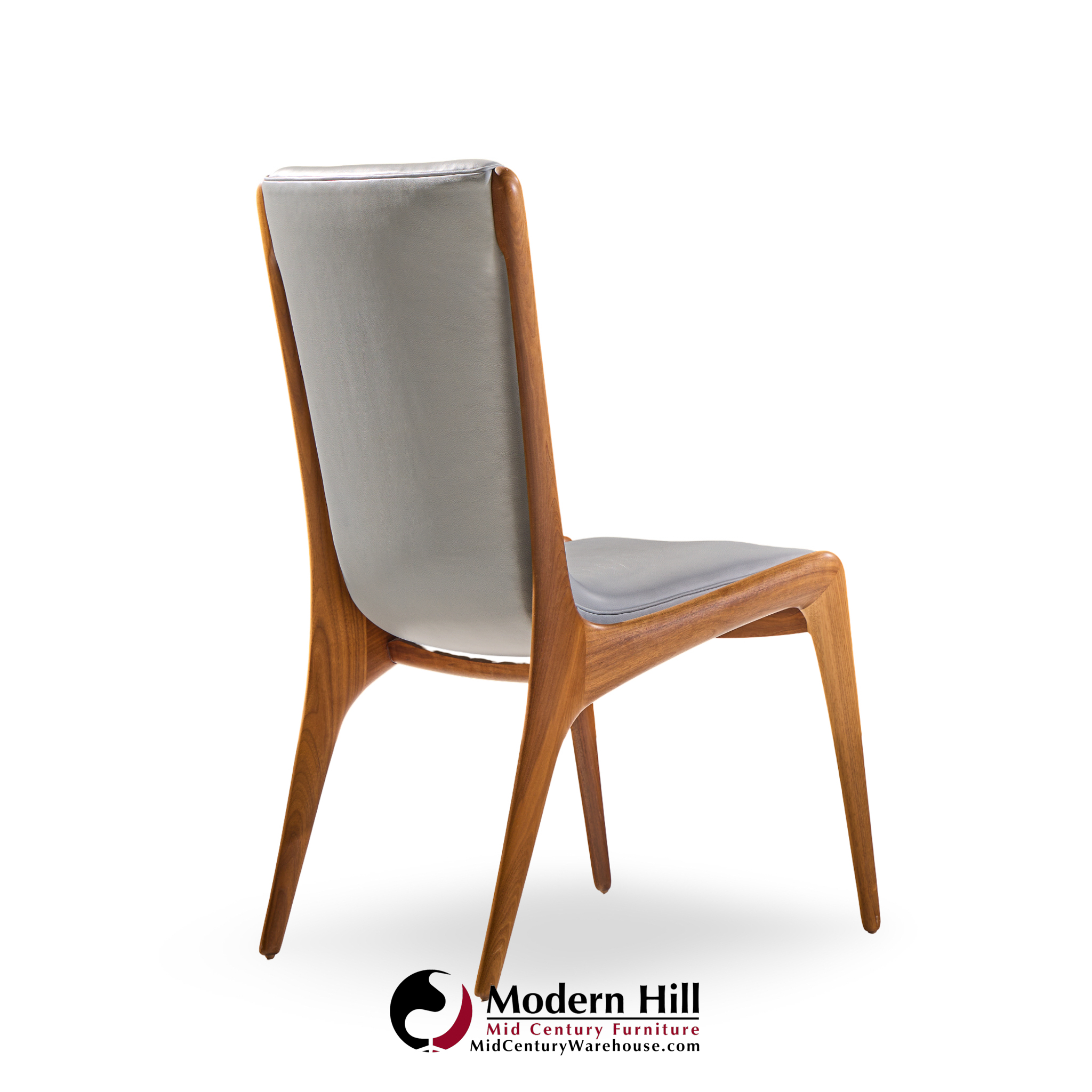 Vladimir Kagan Models Vk101 and Vk102 Mid Century Sculpted Walnut and Leather Sling Dining Chairs - Set of 12