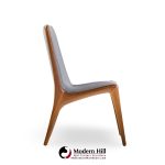 Vladimir Kagan Models Vk101 and Vk102 Mid Century Sculpted Walnut and Leather Sling Dining Chairs - Set of 12
