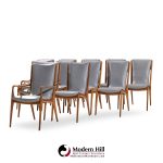 Vladimir Kagan Models Vk101 and Vk102 Mid Century Sculpted Walnut and Leather Sling Dining Chairs - Set of 12