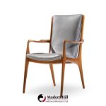 Vladimir Kagan Models Vk101 and Vk102 Mid Century Sculpted Walnut and Leather Sling Dining Chairs - Set of 12