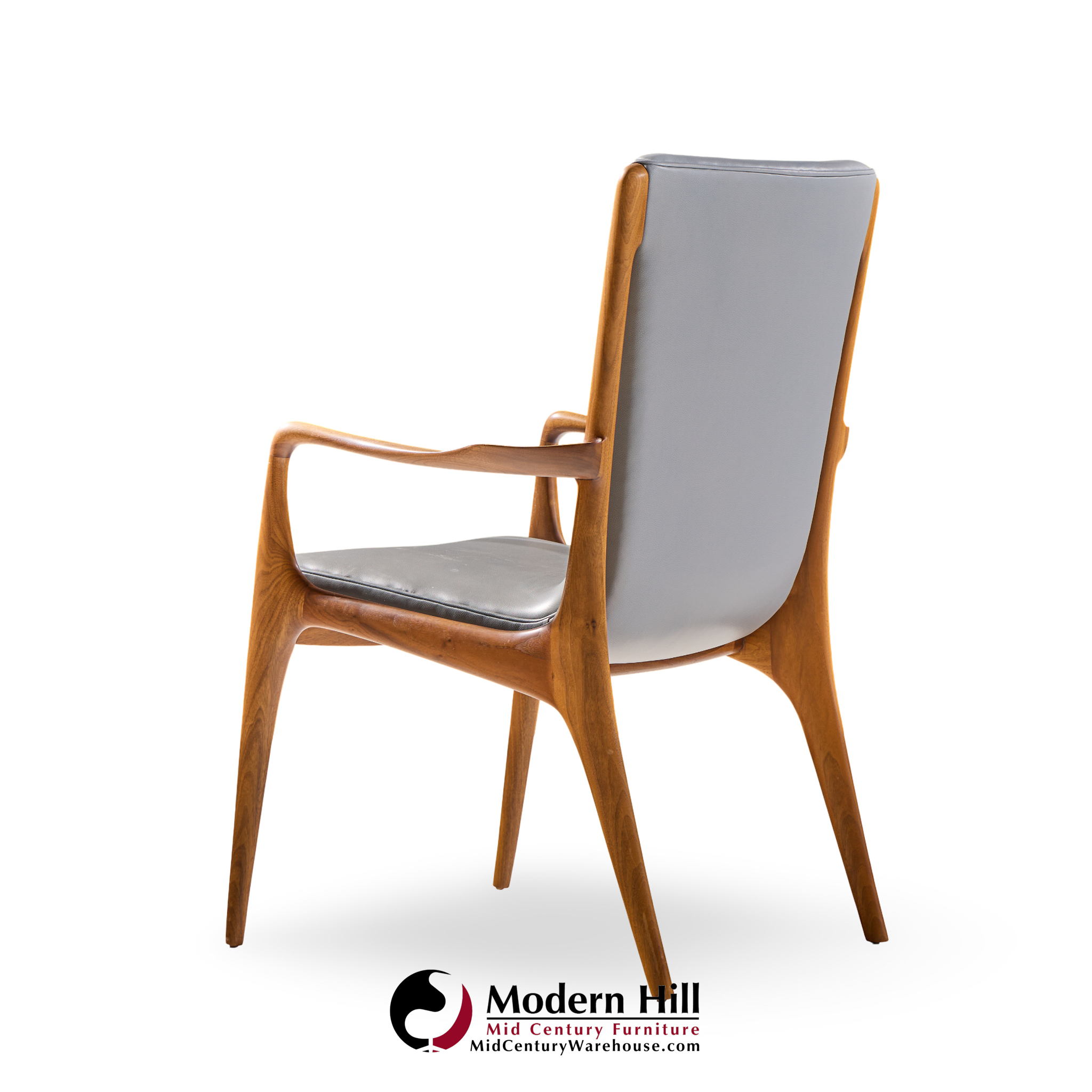 Vladimir Kagan Models Vk101 and Vk102 Mid Century Sculpted Walnut and Leather Sling Dining Chairs - Set of 12