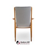 Vladimir Kagan Models Vk101 and Vk102 Mid Century Sculpted Walnut and Leather Sling Dining Chairs - Set of 12