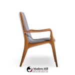 Vladimir Kagan Models Vk101 and Vk102 Mid Century Sculpted Walnut and Leather Sling Dining Chairs - Set of 12