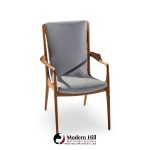 Vladimir Kagan Models Vk101 and Vk102 Mid Century Sculpted Walnut and Leather Sling Dining Chairs - Set of 12
