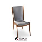 Vladimir Kagan Models Vk101 and Vk102 Mid Century Sculpted Walnut and Leather Sling Dining Chairs - Set of 12