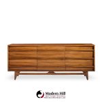 Young Manufacturing Mid Century Walnut Curved Lowboy Dresser