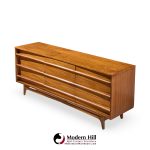 Young Manufacturing Mid Century Walnut Curved Lowboy Dresser