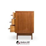 Young Manufacturing Mid Century Walnut Curved Lowboy Dresser