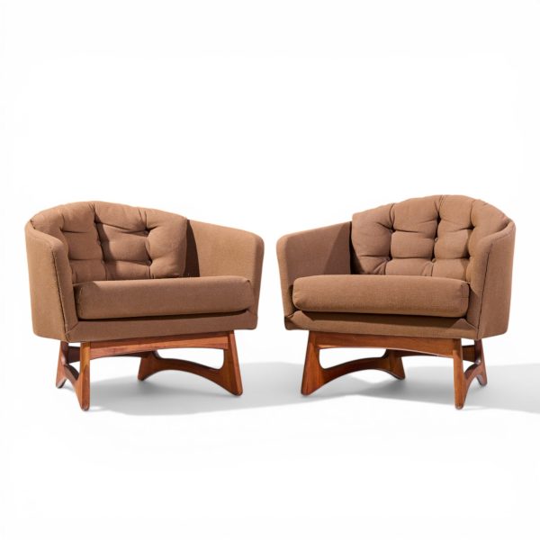 Adrian Pearsall for Craft Associates Mid Century Barrel Lounge Chairs - Pair