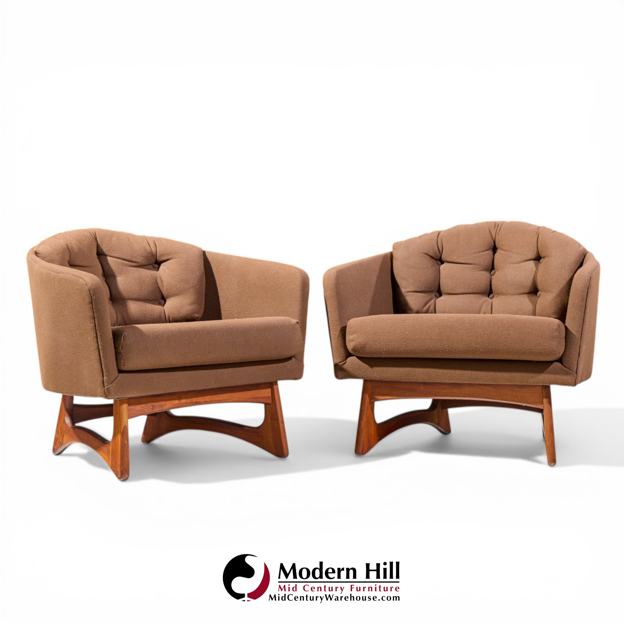 Adrian Pearsall for Craft Associates Mid Century Barrel Lounge Chairs - Pair
