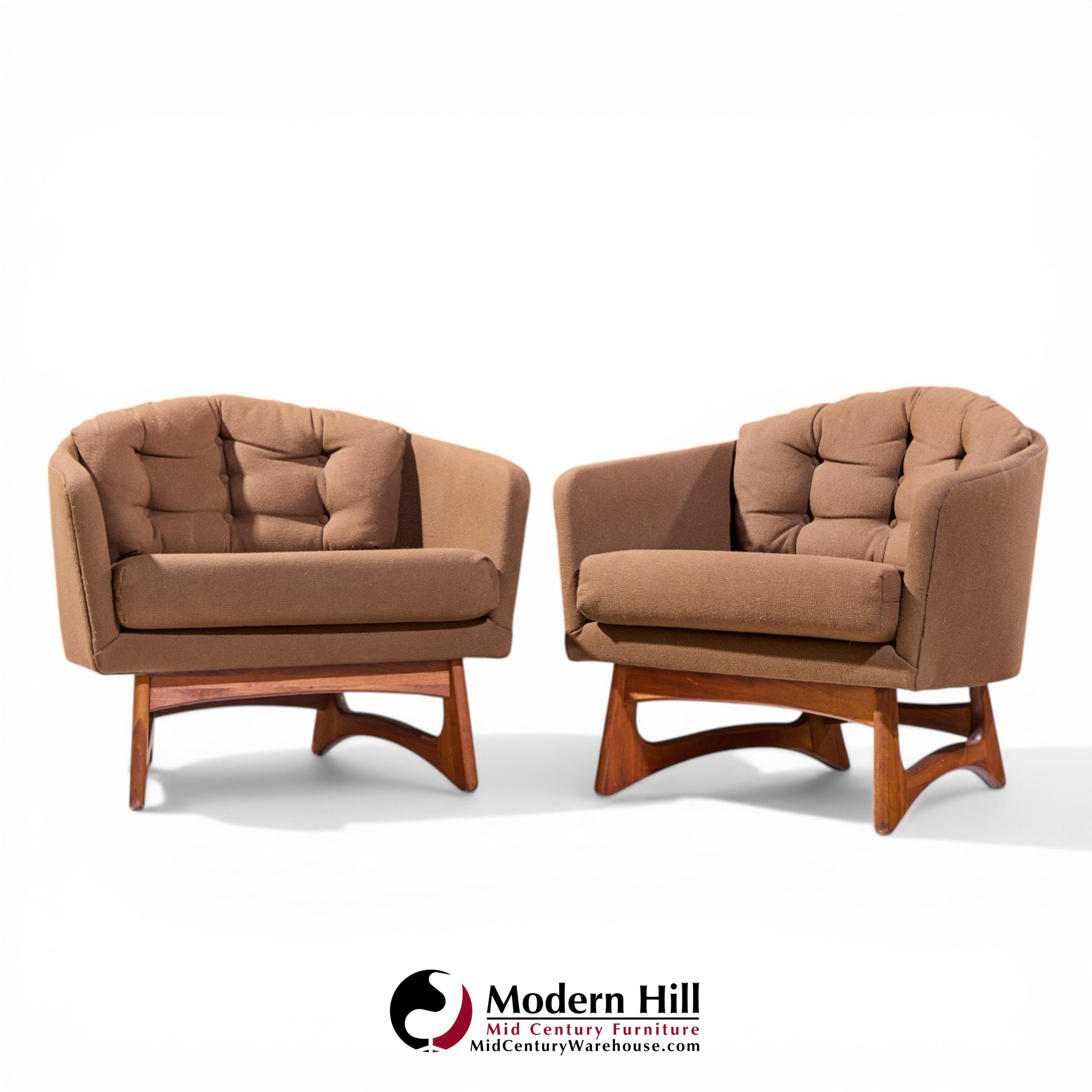 Adrian Pearsall for Craft Associates Mid Century Barrel Lounge Chairs - Pair