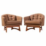 Adrian Pearsall for Craft Associates Mid Century Barrel Lounge Chairs - Pair