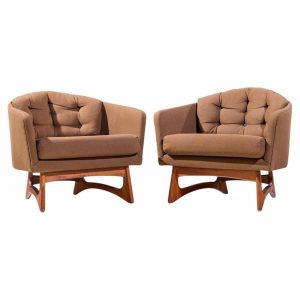 Adrian Pearsall for Craft Associates Mid Century Barrel Lounge Chairs - Pair
