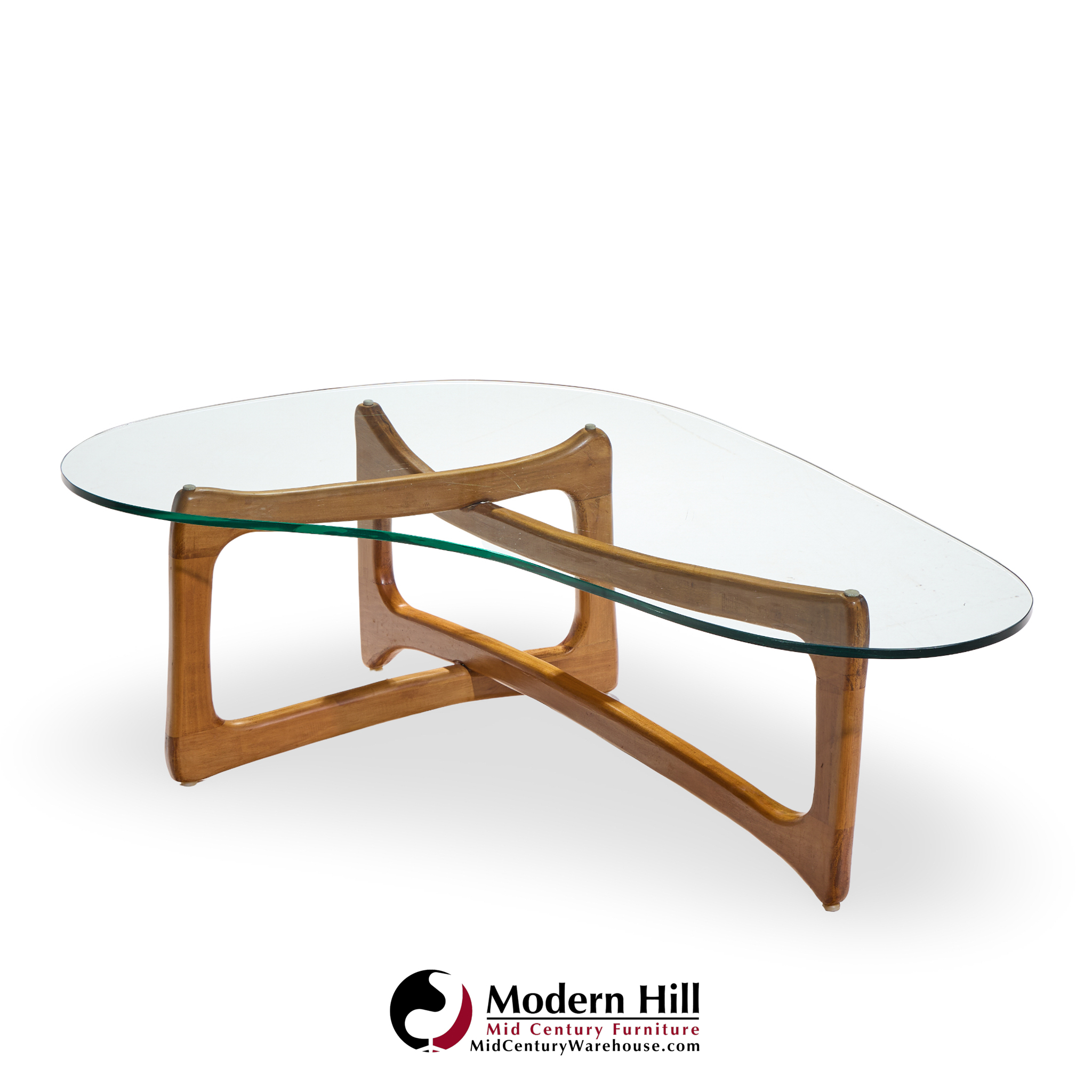 Adrian Pearsall for Craft Associates Mid Century Walnut and Glass Coffee Table