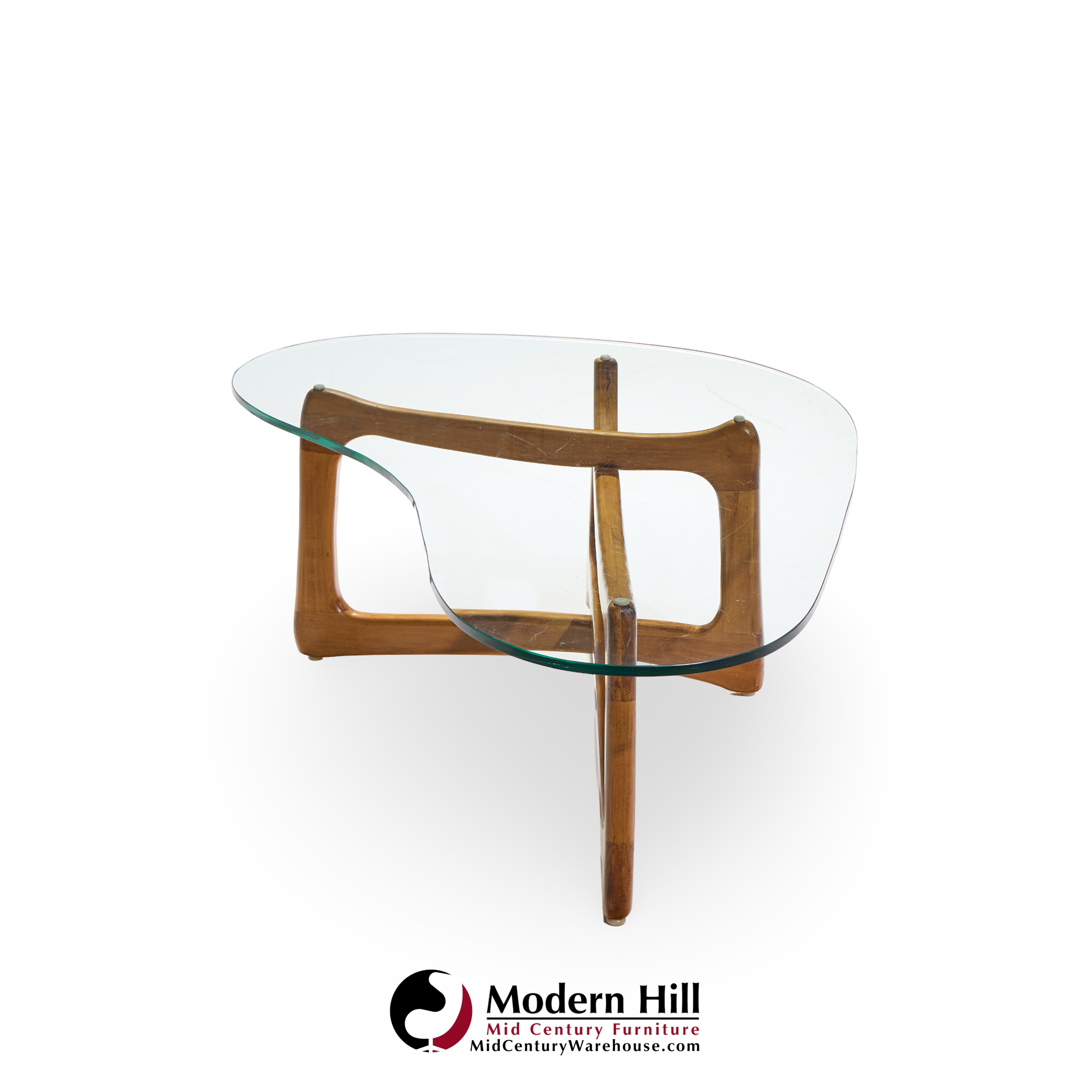 Adrian Pearsall for Craft Associates Mid Century Walnut and Glass Coffee Table