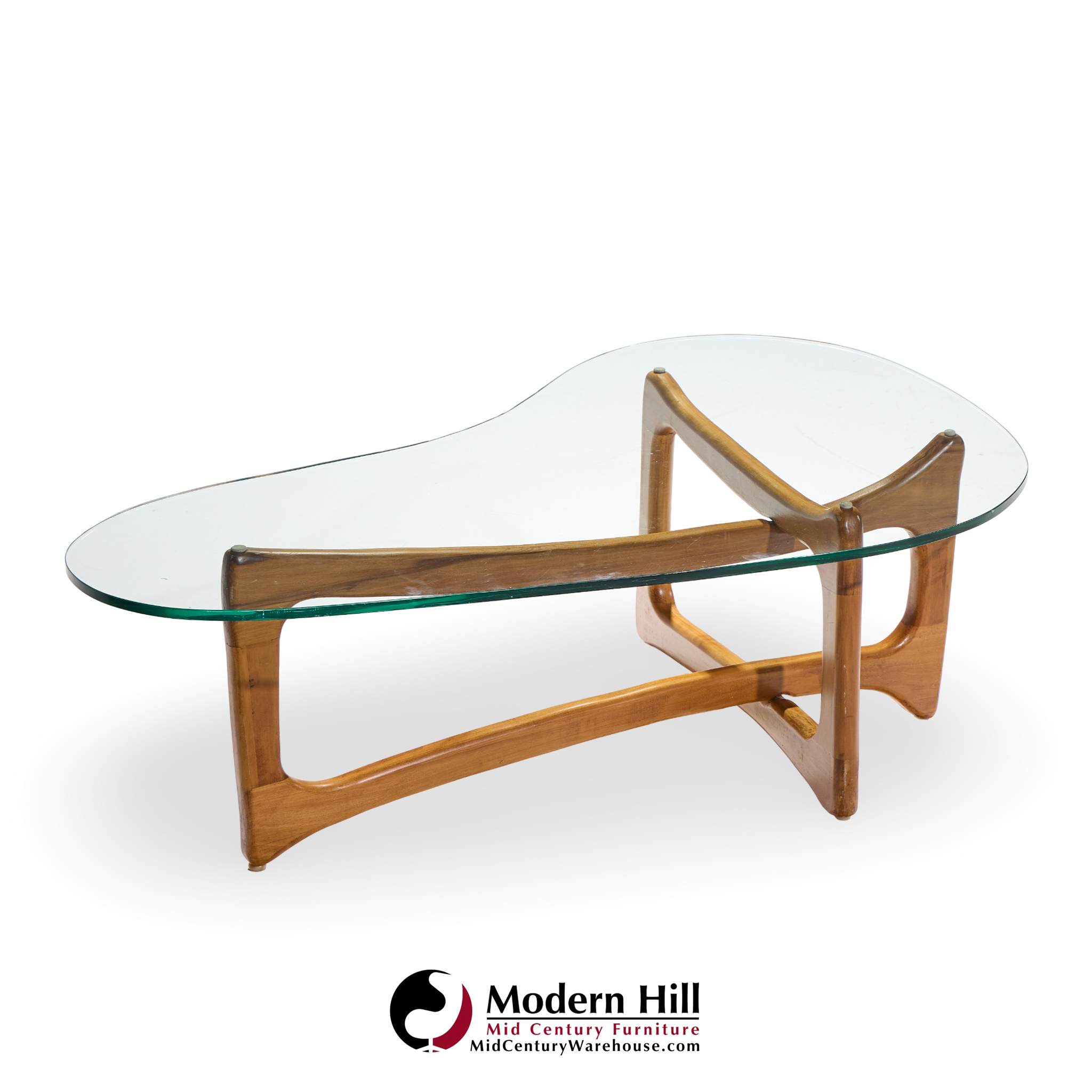 Adrian Pearsall for Craft Associates Mid Century Walnut and Glass Coffee Table